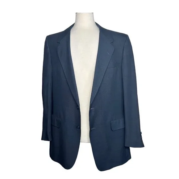 Christian Dior Vintage Men's Blazer Single Breast 100% Silk Navy Blue 44" Chest - Picture 6 of 11